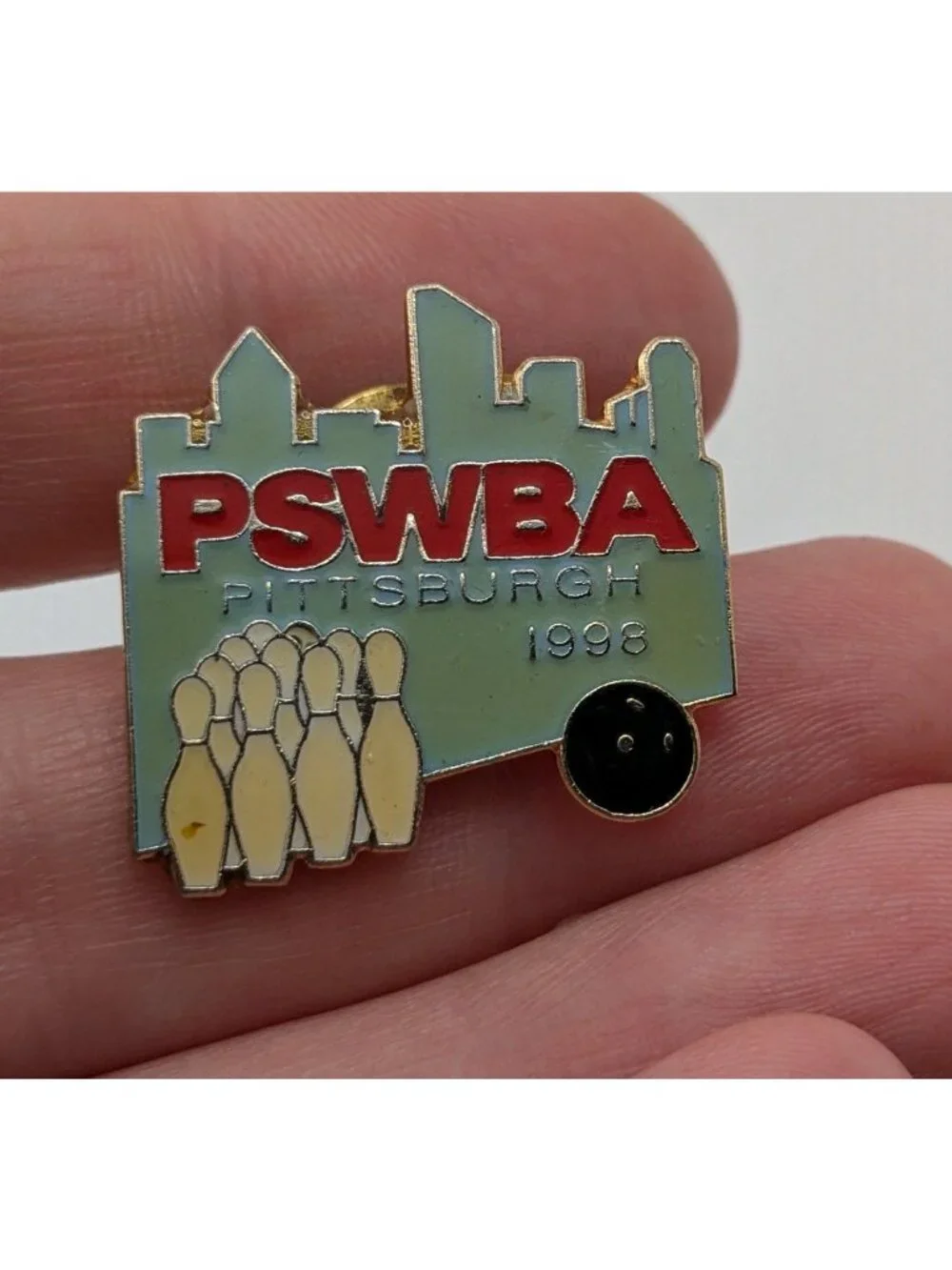 PSWBA Pittsburgh 1998 Enamel Lapel Pin Gold Tone Collectible 1 Inch